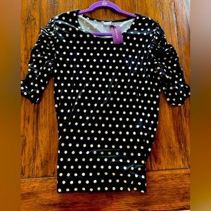 Lascana black with beige polka dots puffed sleeve top